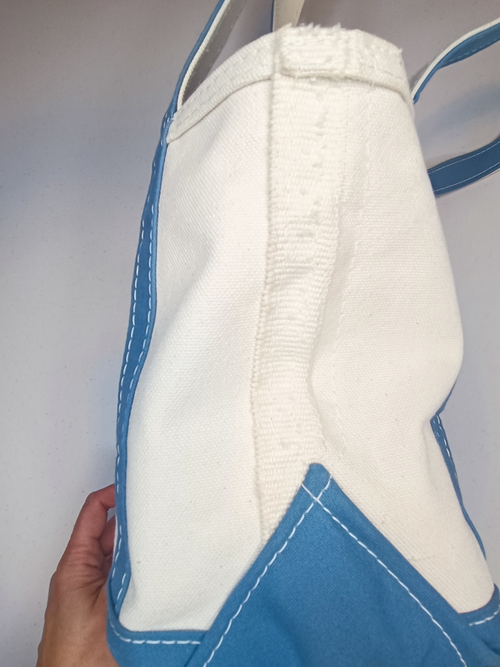 L.L.Bean Boat and Tote Zip-Top Medium Canvas Bag Regatta Blue Long Handles CBK - Picture 15 of 15
